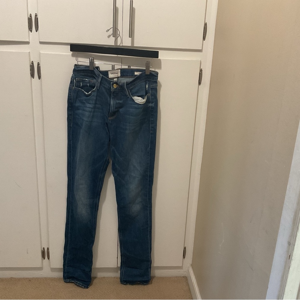 Frame Denim Dark Blue Straight Leg Jeans